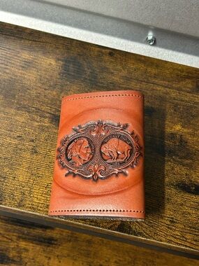 Texas Leather Manufacturing Wallet Buffalo Nickel Tooled Leather Bifold